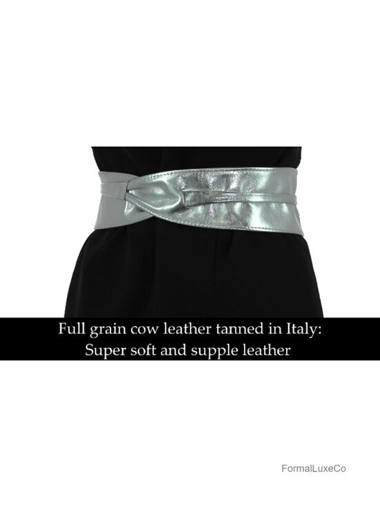 Italian full grain leather obi belt wide adjustable slim fit main image 4